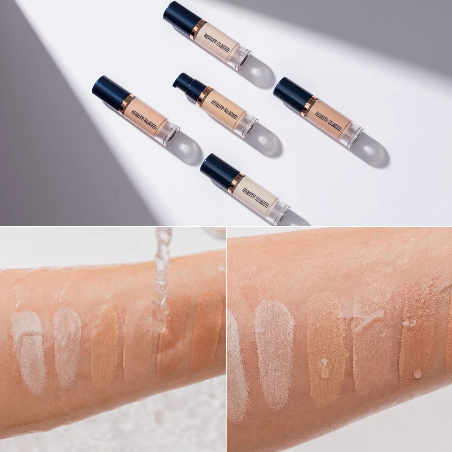 Beauty Glazed 6 Color Liquid Foundation Concealer - Full Coverage, Long-Lasting, Waterproof, Natural Effect,