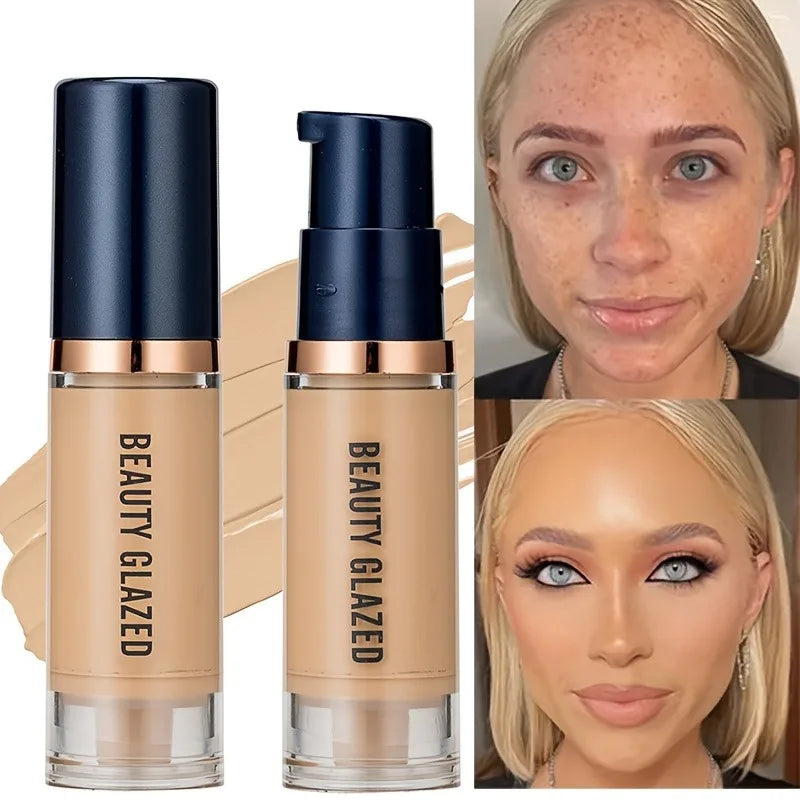 Beauty Glazed 6 Color Liquid Foundation Concealer - Full Coverage, Long-Lasting, Waterproof, Natural Effect,