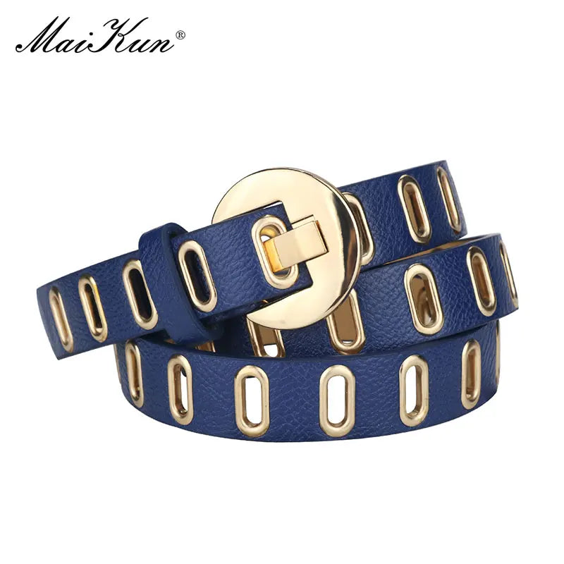 Maikun Grunge Punk Belt for Women – Adjustable PU Leather Belt with Alloy Pin Buckle