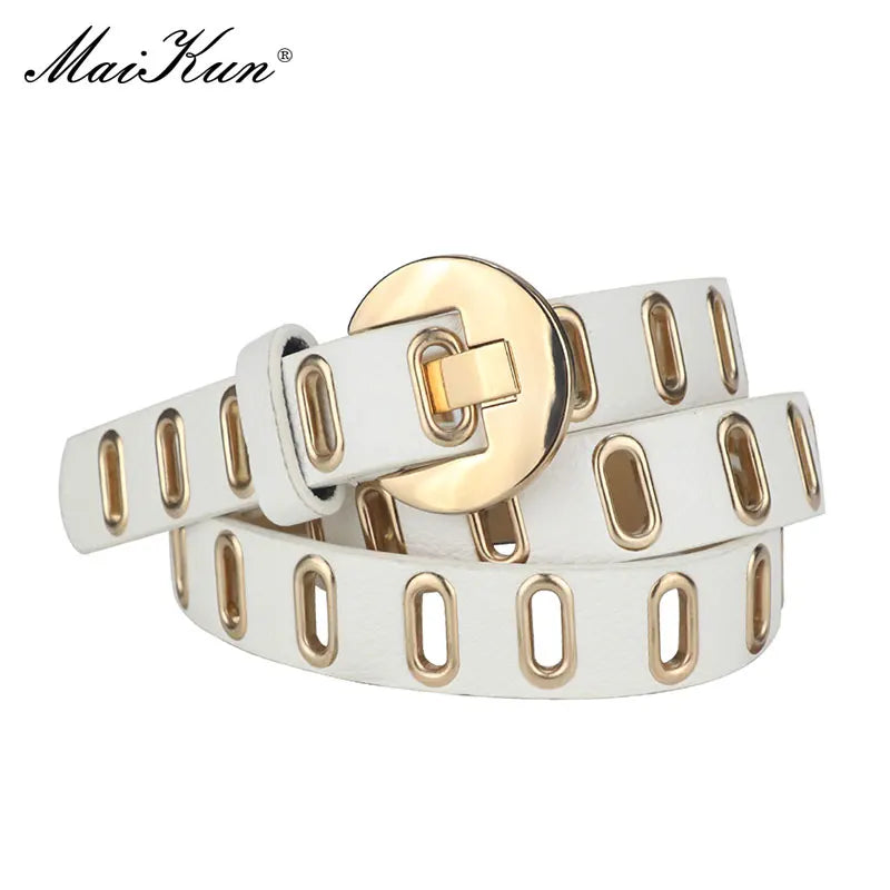 Maikun Grunge Punk Belt for Women – Adjustable PU Leather Belt with Alloy Pin Buckle