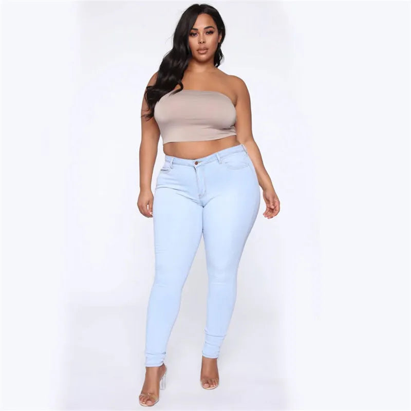 Plus size jeans XL-5XL women's high waist skinny denim jeans casual high stretch pencil pants