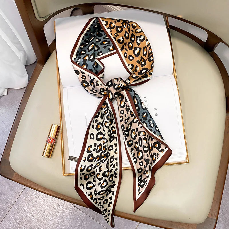 Long Leopard Striped Print Handkerchief Scarf