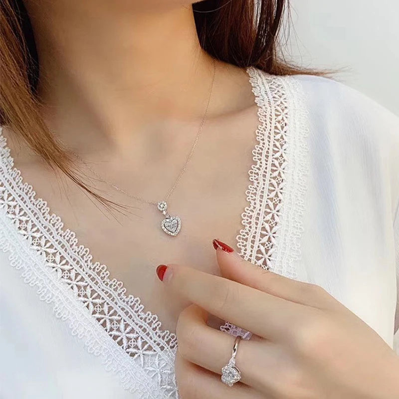 Huitan Creative Heart Pendant Necklace – Women’s Delicate Wedding Necklace