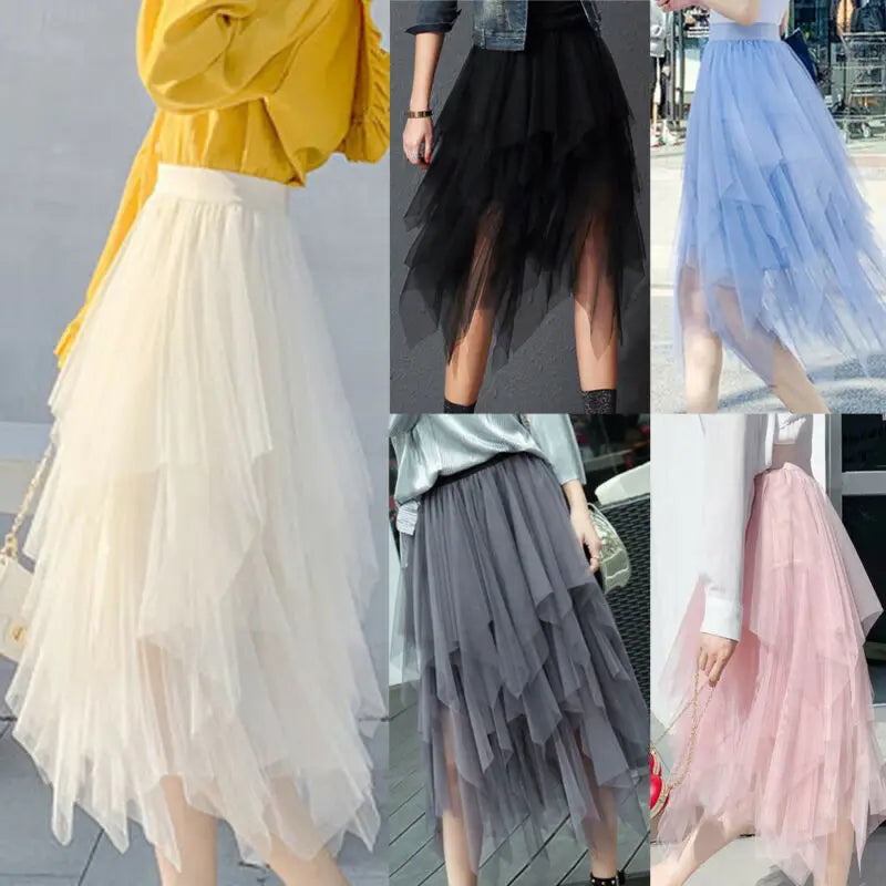 2021 Newest Hot Women's Tulle Skirt Elastic High Waist