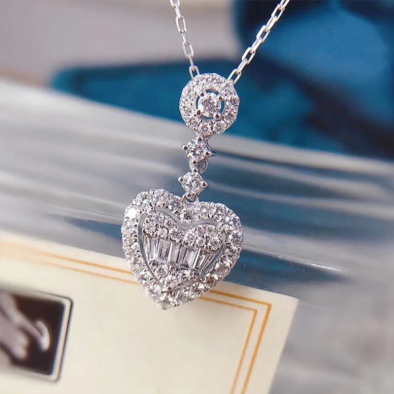 Huitan Creative Heart Pendant Necklace – Women’s Delicate Wedding Necklace