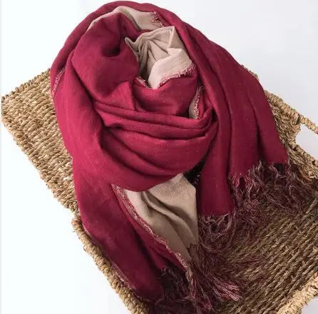 Autumn And Winter Thickened Warm Double-Sided Cotton Scarves