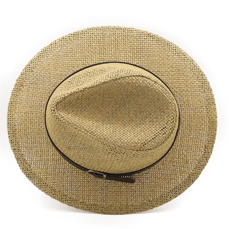 Simple jazz Panama Hat with Belt Summer