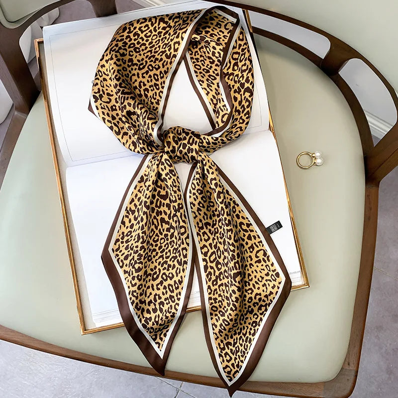 Long Leopard Striped Print Handkerchief Scarf