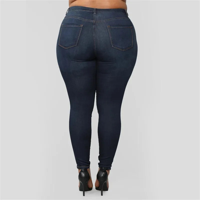 Plus size jeans XL-5XL women's high waist skinny denim jeans casual high stretch pencil pants