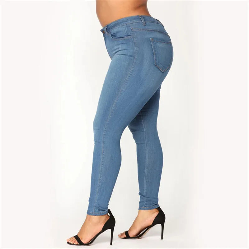 Plus size jeans XL-5XL women's high waist skinny denim jeans casual high stretch pencil pants