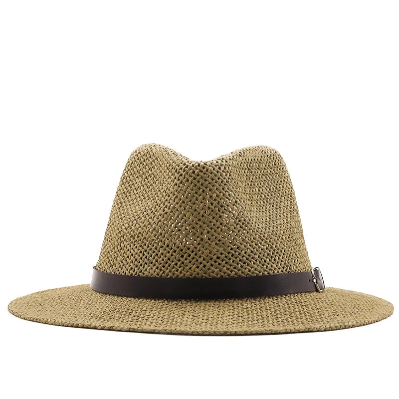 Simple jazz Panama Hat with Belt Summer