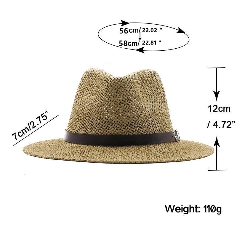 Simple jazz Panama Hat with Belt Summer