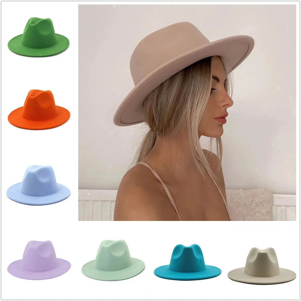 Classical Wool Felt Wide Brim Fedora Hat