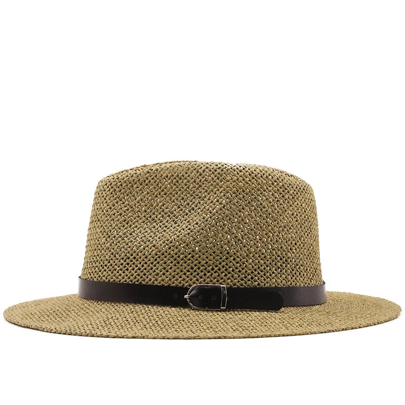 Simple jazz Panama Hat with Belt Summer