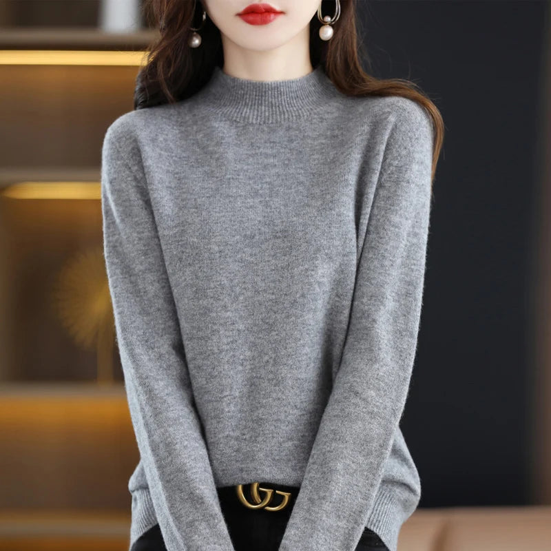 100% Pure Wool Half-neck Pullover In Autumn And Winter New Cashmere Sweater