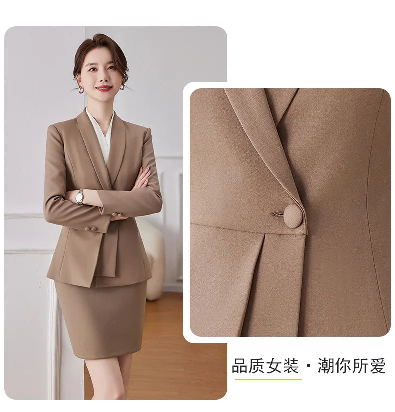 Korean Fashion Skirt Suits for Women Long Sleeve Office Casual Two Piece 2024 New Spring Autumn Button Solid Lapel Pant Suits