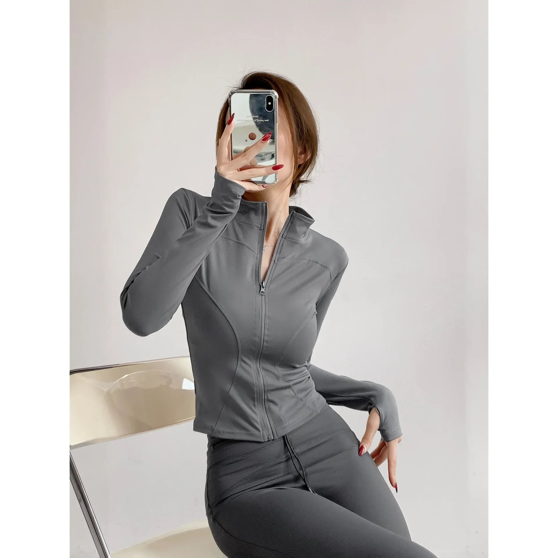 2024 Sun Quick Drying Sports Coat Women's Tight Top Yoga Jacket Long Sleeve Zipper