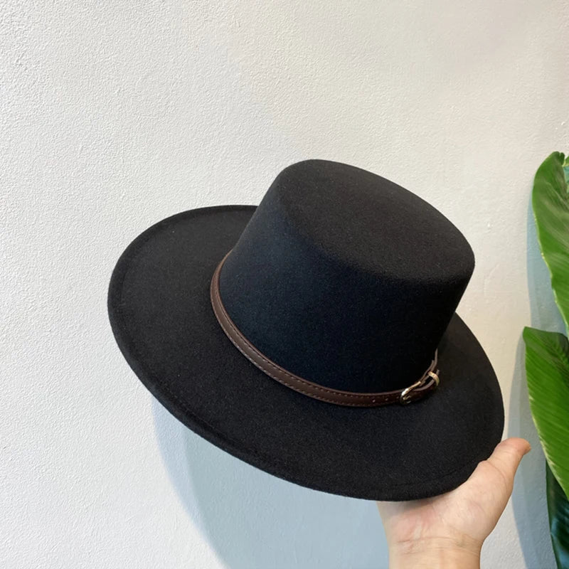 Belt Buckle Decorated Wool Fedoras Hat