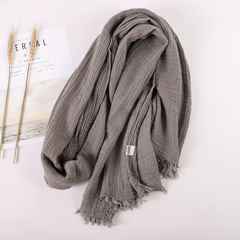 New Design Women’s Warm Scarf – Solid Plain Linen Cotton Shawls for Autumn and Winter