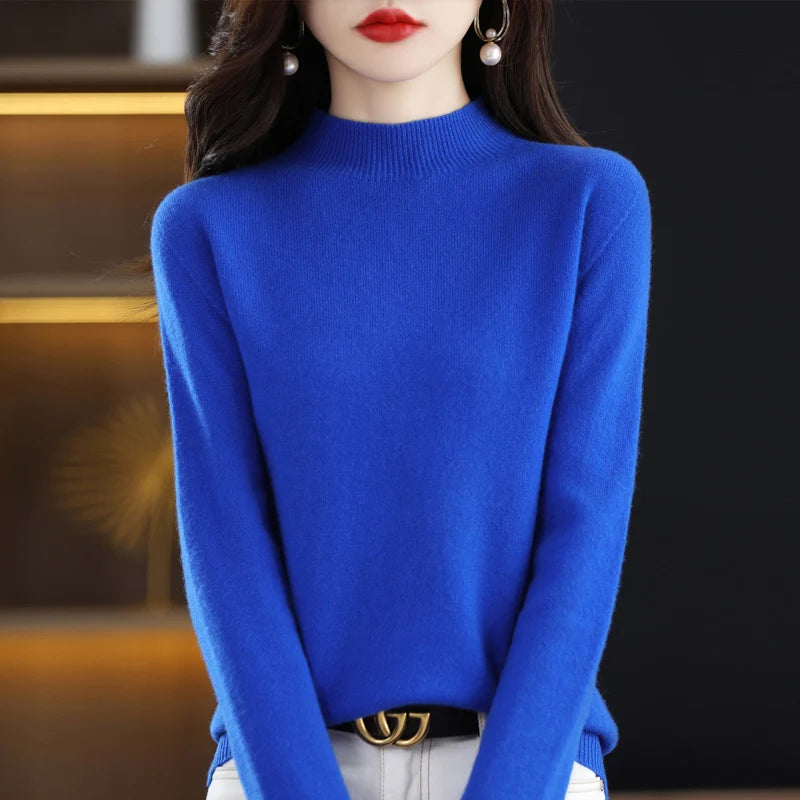 100% Pure Wool Half-neck Pullover In Autumn And Winter New Cashmere Sweater