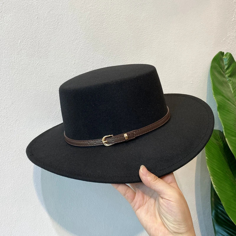 Belt Buckle Decorated Wool Fedoras Hat