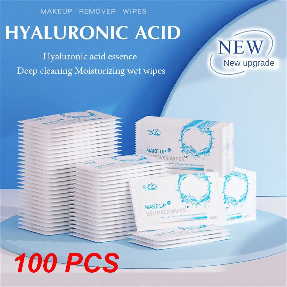 1/5/10 PCS Hyaluronic Acid Makeup Remover Wet Wipes Lazy Cleanser Remove Makeup Eye & Lip Makeup Disposable Wet Tissue Use