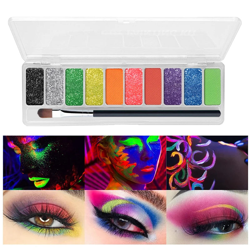 Eyeliner eye shadow palette makeup UV Glow in Dark Fluorescent Neon Face Paint Eyeshadow Makeup Cosmetics For Music Festival