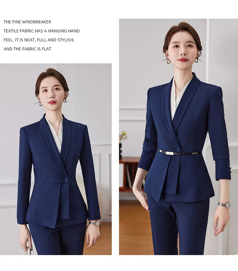 Korean Fashion Skirt Suits for Women Long Sleeve Office Casual Two Piece 2024 New Spring Autumn Button Solid Lapel Pant Suits