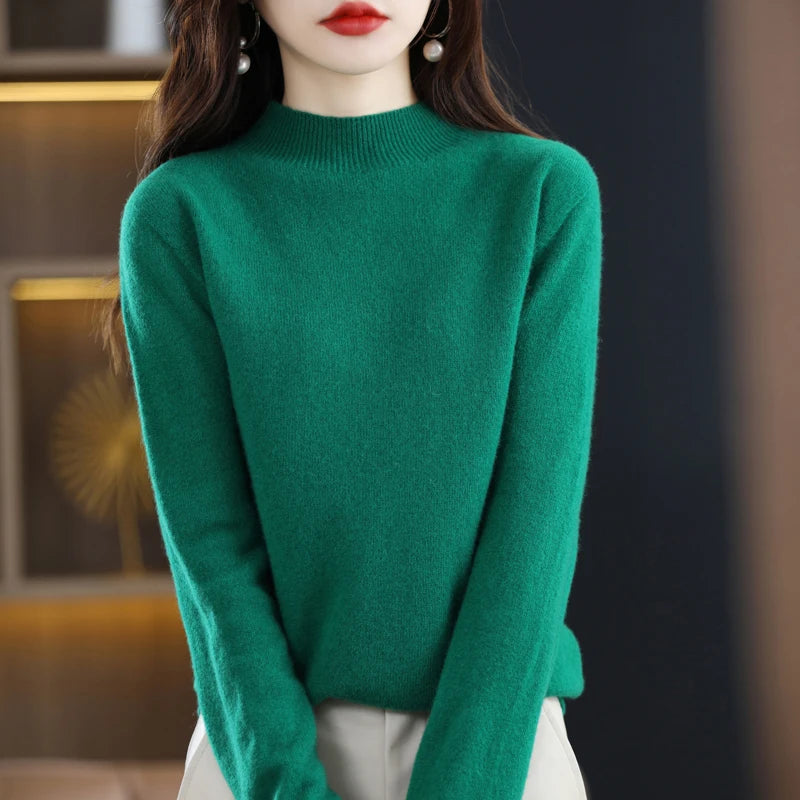 100% Pure Wool Half-neck Pullover In Autumn And Winter New Cashmere Sweater