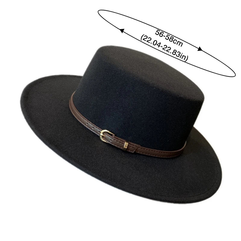 Belt Buckle Decorated Wool Fedoras Hat