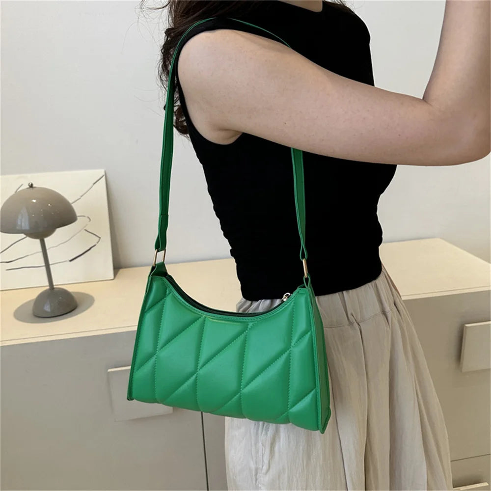 Black PU Leather Shoulder Bag – Retro Solid Color Casual Hobo Handbag