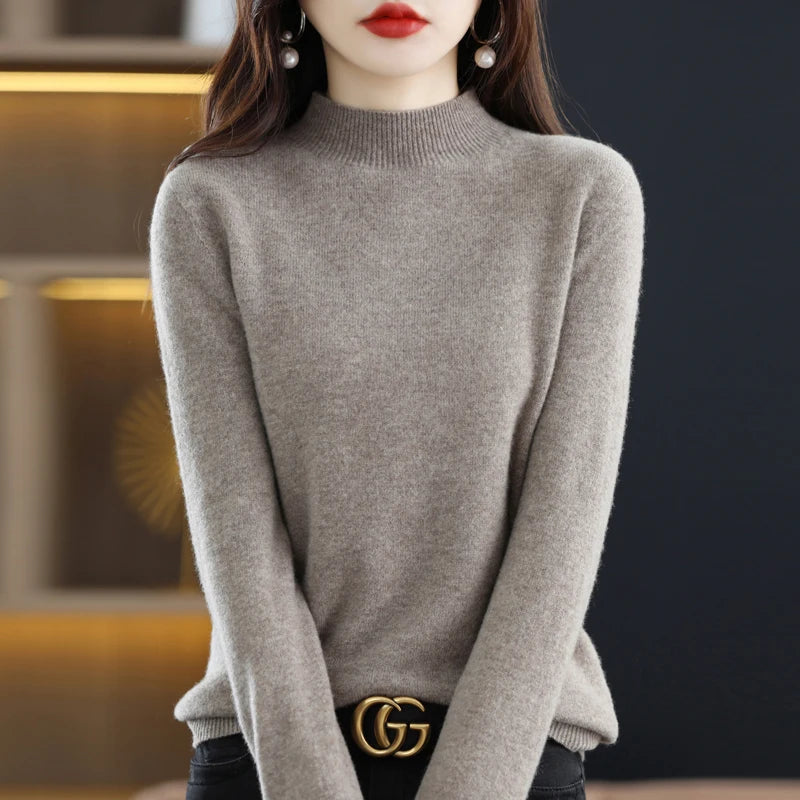 100% Pure Wool Half-neck Pullover In Autumn And Winter New Cashmere Sweater