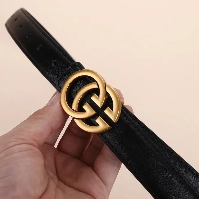 2023 Hot-Selling Women’s Fashion Belt – Light Luxury Business Alloy Letter Buckle