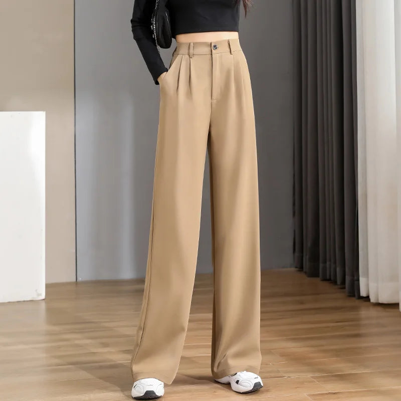 Women'S Loose Spring Summer 2024 New High Waist Wide Legs Slim Casual Trousers