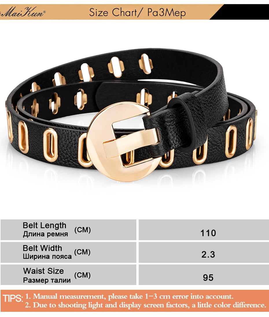 Maikun Grunge Punk Belt for Women – Adjustable PU Leather Belt with Alloy Pin Buckle