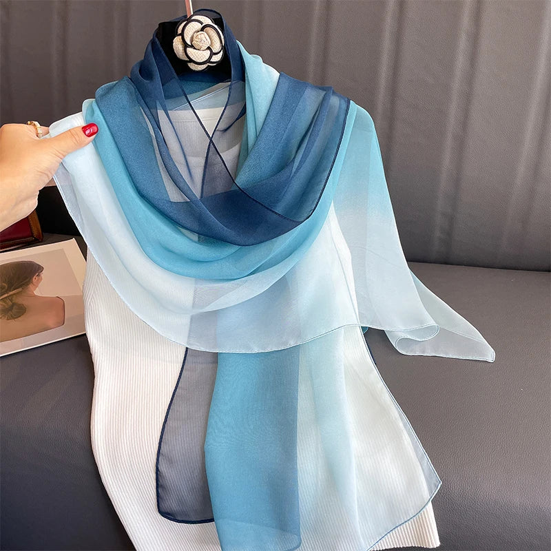 Luxury Elegant  Chiffon Gradient Scarf Shawl