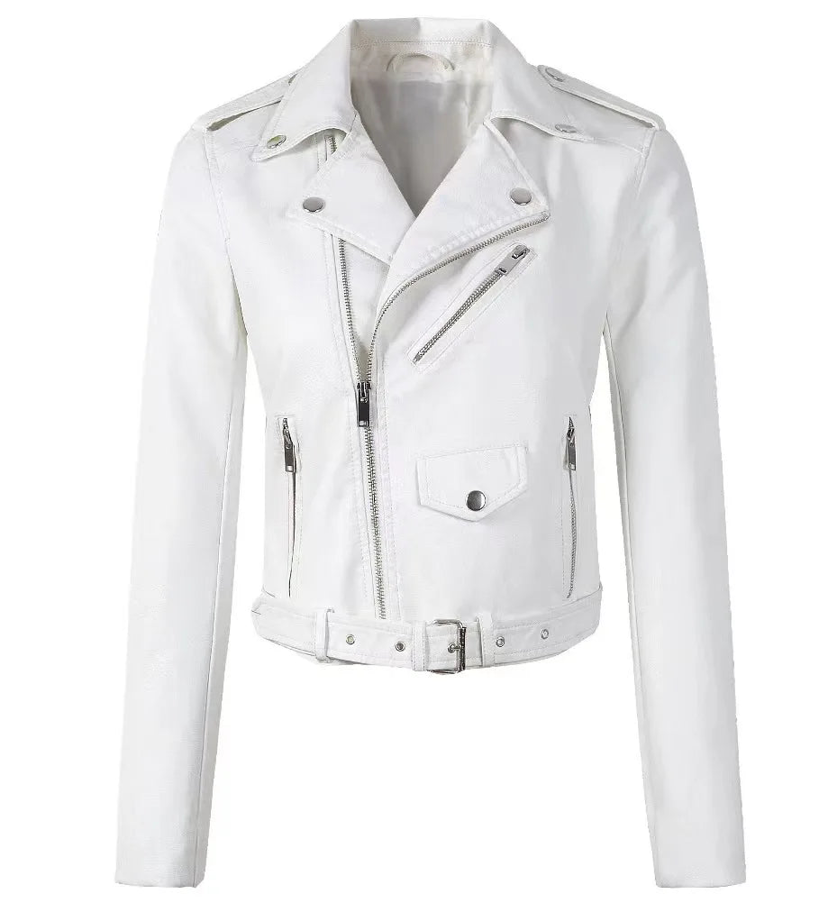 Women Punk Leather Blazer Zipper Motorycle Jacket Outwear overcoat jacket women  jacket women