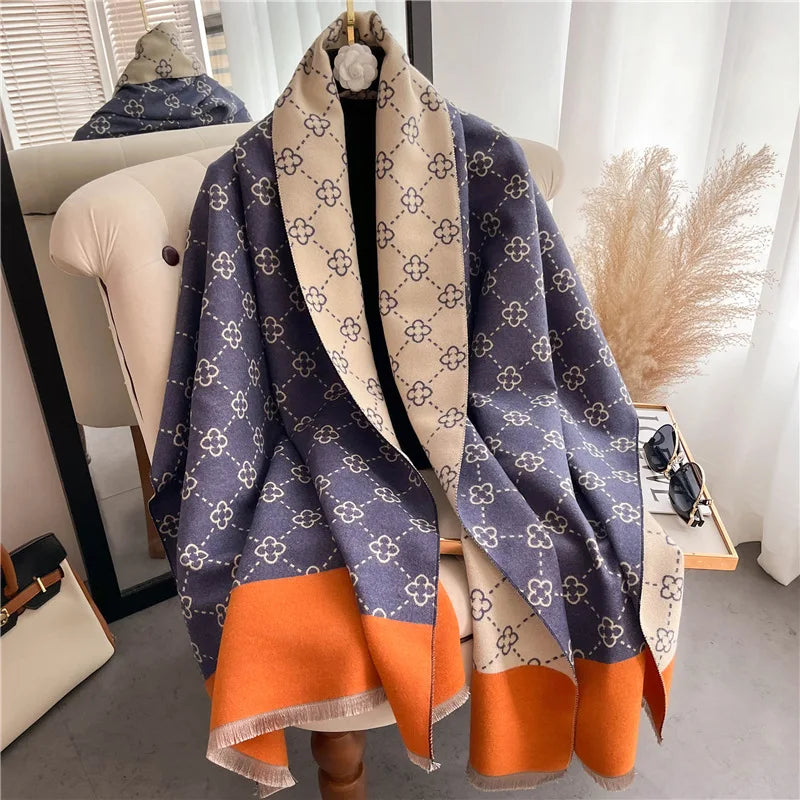 Winter Women's Scarf Luxury Design Double sided Cashmere Feel Scarf Warm Scarf Shawl