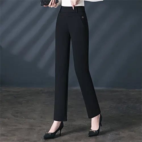 Black Stretch Suit Pants Women's Fashion Slim Trousers Green Purple Brown Pantalones 27-34