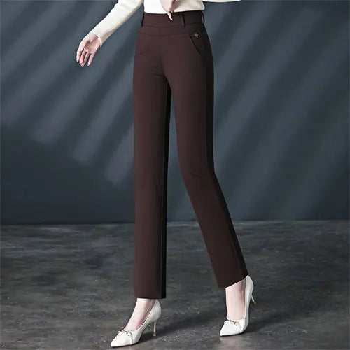 Black Stretch Suit Pants Women's Fashion Slim Trousers Green Purple Brown Pantalones 27-34