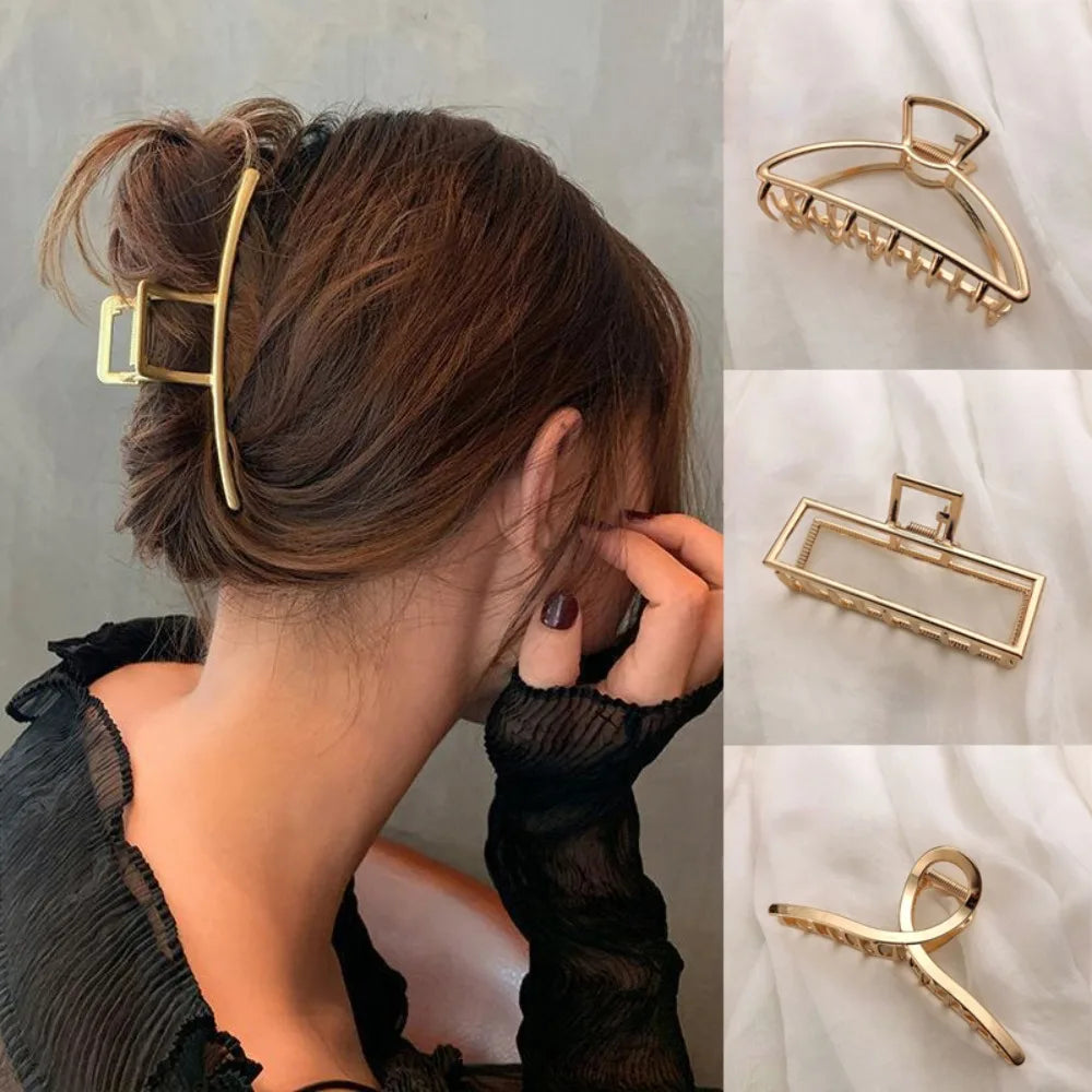 Gold Color Hollow Geometric Hair Clips