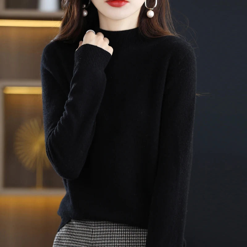 100% Pure Wool Half-neck Pullover In Autumn And Winter New Cashmere Sweater