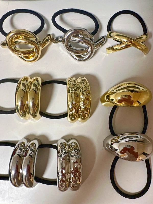 Vintage Metal Large Fashion Hammered Arch Pony Rhodium Hairband