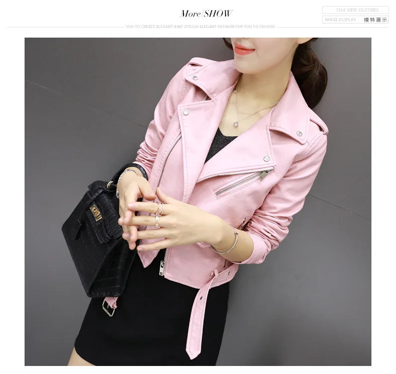 Women Punk Leather Blazer Zipper Motorycle Jacket Outwear overcoat jacket women  jacket women