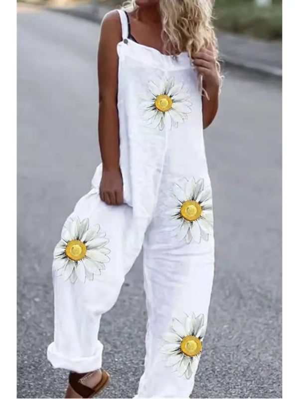 Elegant Vintage Retro Floral Print Women Jumpsuits Summer New Spaghetti Strap Casual Streetwear Office Rompers Overalls Female