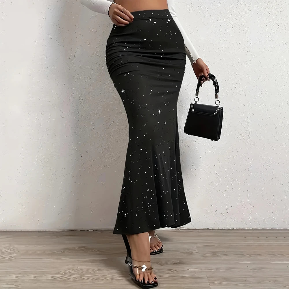 Hip Long Ladies Fishtail Half Skirt for Women Clothing Bodycon Sexy Black Elegant High Waist Mermaid  Korean Pleated Maxi Dress