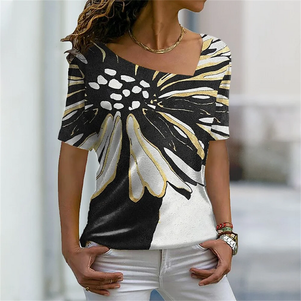 Summer Women T Shirt Stripes Print Gradient Clothing V Neck Short Sleeve Basic Tops Streetwear Fashion Oversized Girls T-shirts