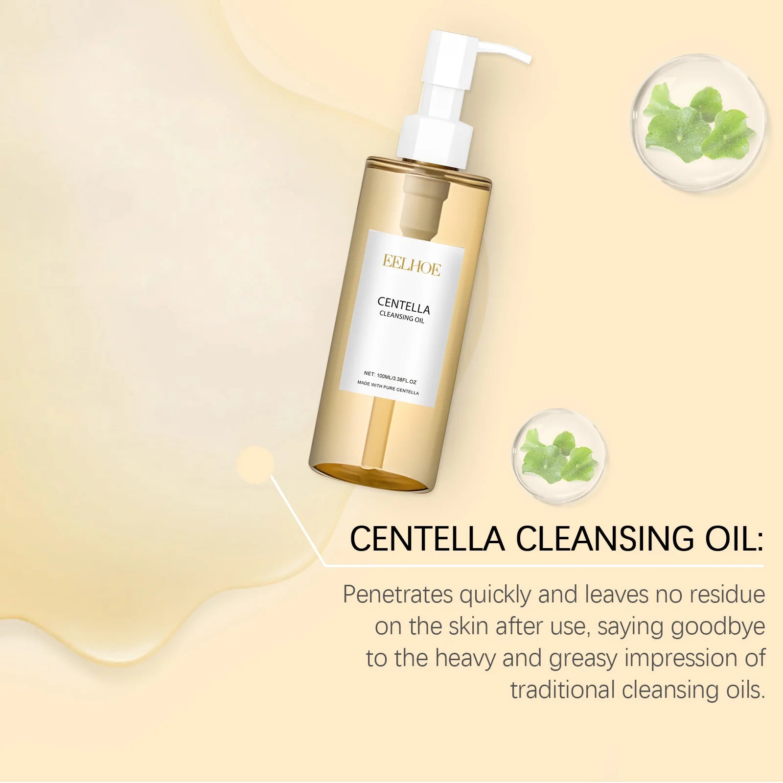 EELHOE Cleansing Remover Oil Facial Makeup Remover Moisturizing Face Refresher Cleaning Centella Asiatica Extract Vitamin E Oil