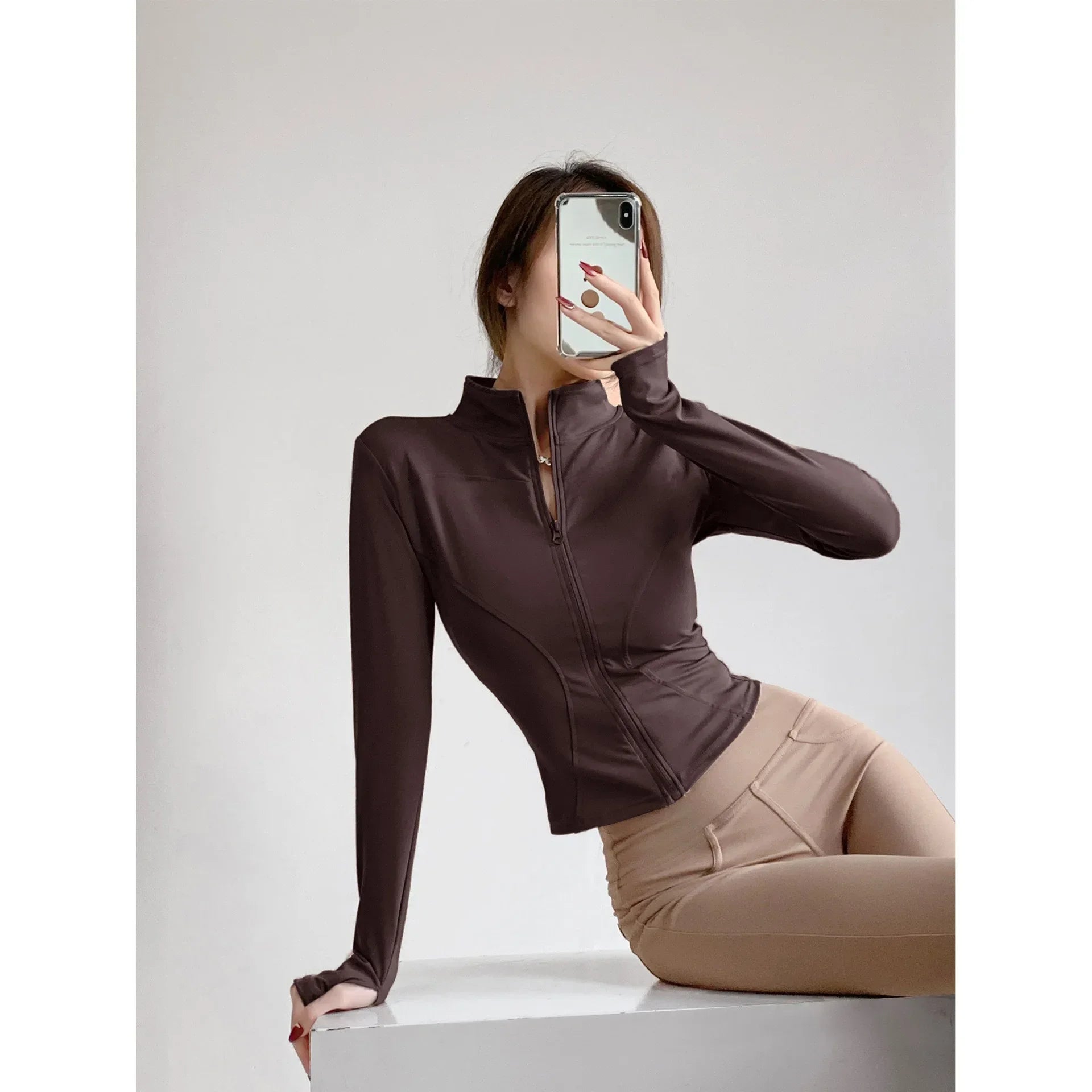 2024 Sun Quick Drying Sports Coat Women's Tight Top Yoga Jacket Long Sleeve Zipper