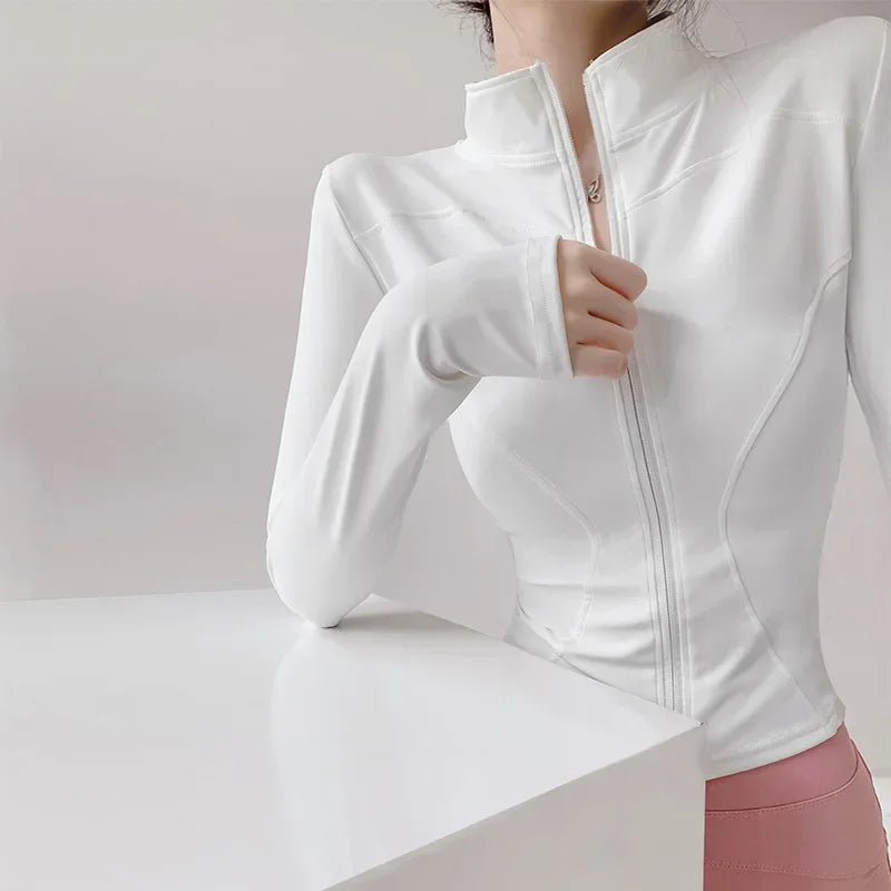 2024 Sun Quick Drying Sports Coat Women's Tight Top Yoga Jacket Long Sleeve Zipper Jacket Running Fitness Women's Jacket S-3XL